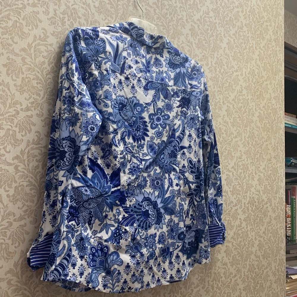 Talbots Blue and White Striped Shirt - Picture 2 of 3